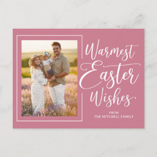 Personalized Family Photo On Mauve Pink Easter Postcard