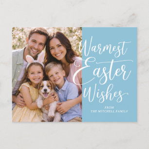 Personalized Family Photo On Robin Egg Blue Easter Postcard