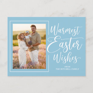 Personalized Family Photo On Robin Egg Blue Easter Postcard