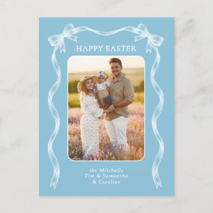 Personalized Family Photo On Robin Egg Blue Easter Postcard