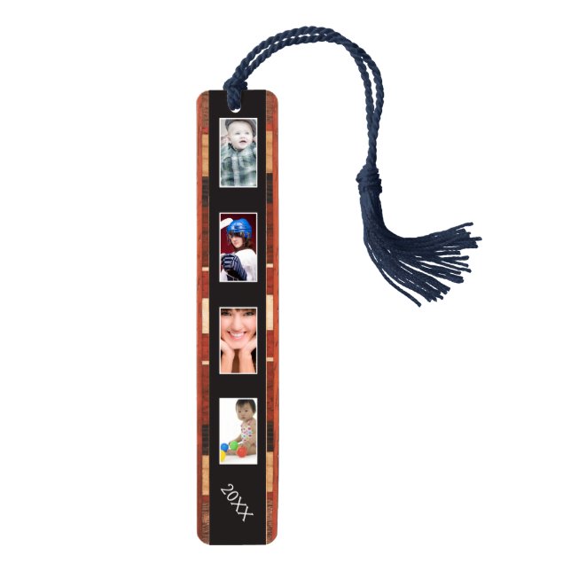 Personalized Family Photo on Wood Bookmark (Front)