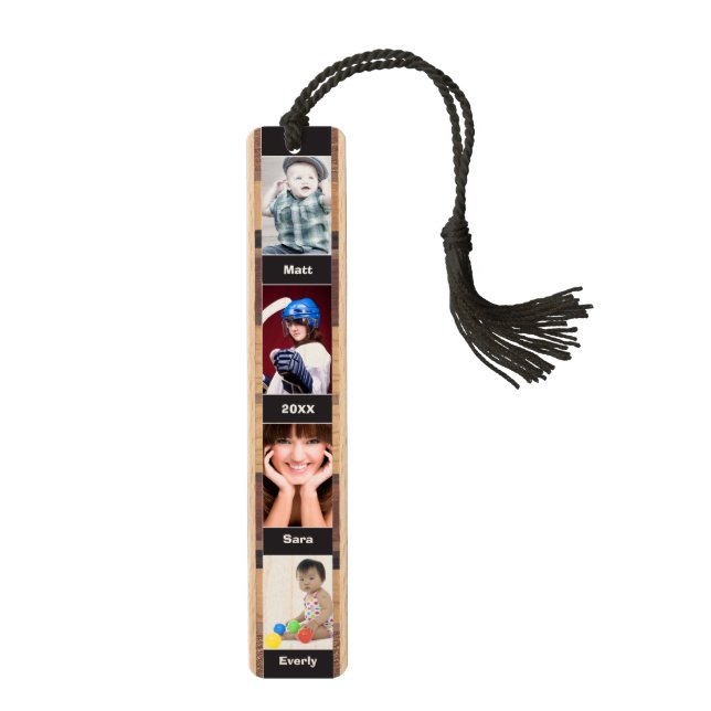 Personalized Family Photo on Wood Bookmark (Front)