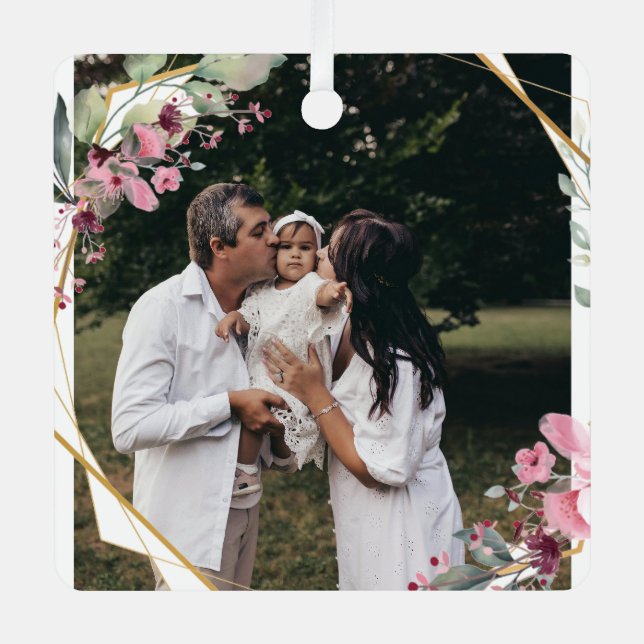 Personalized Family Photo Ornament-Custom Picture Metal Ornament (Front)