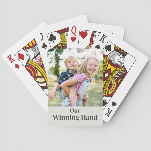 Personalized Family Photo Our Winning Hand Playing Cards (Back)