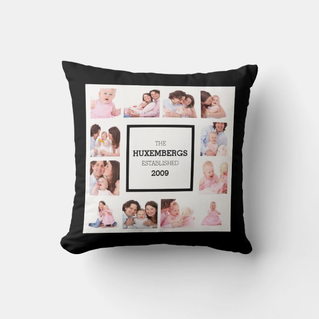 Personalized Family Photo Pillow with 12 Pictures (Front)