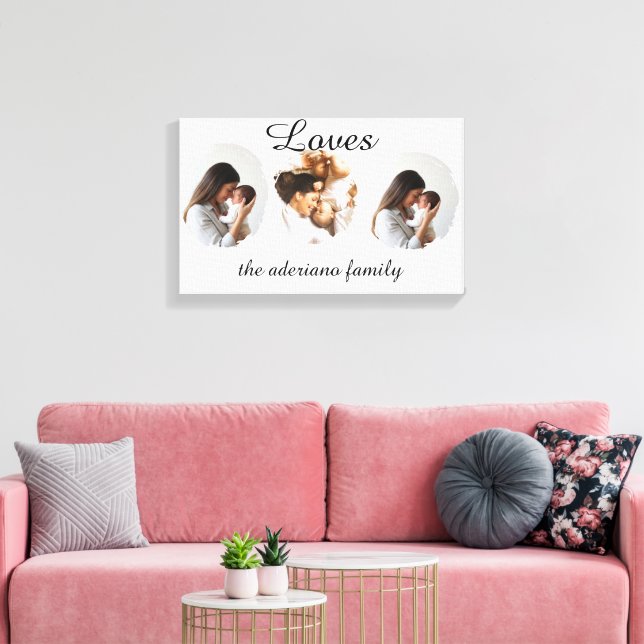 Personalized Family Photo Poster – Custom Name  Canvas Print (Insitu(LivingRoom))