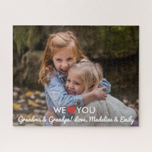 Personalized Family Photo We Love You Grandparents Jigsaw Puzzle