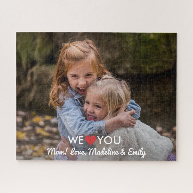 Personalized Family Photo We Love You Mom Jigsaw Puzzle (Horizontal)