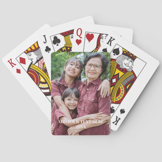 personalized Family Photo With Custom Text Playing Cards (Back)
