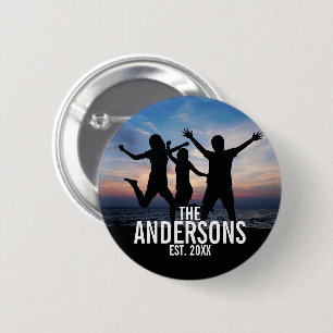 Personalized Family Photo with Family Name 2 Inch Round Button