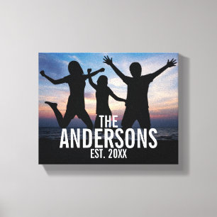 Personalized Family Photo with Family Name Canvas Print