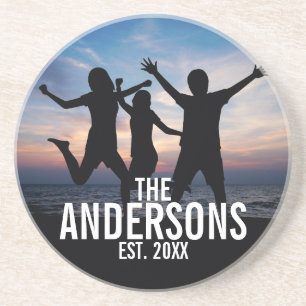 Personalized Family Photo with Family Name Coaster