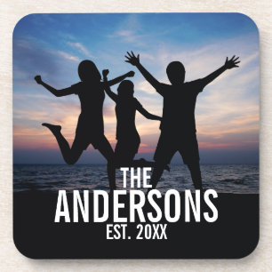 Personalized Family Photo with Family Name Coaster