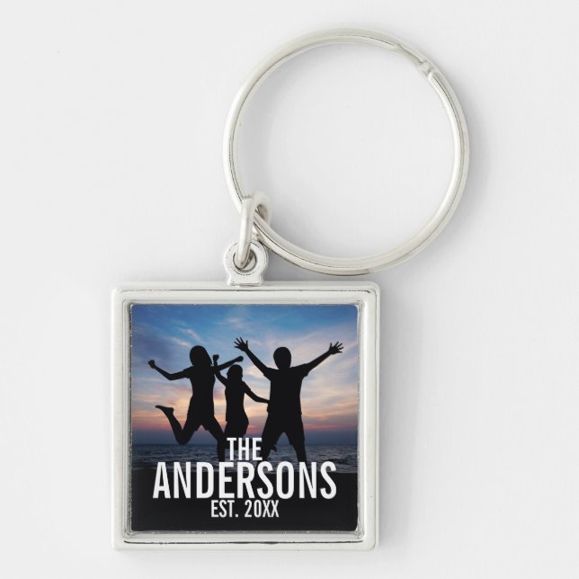 Personalized Family Photo with Family Name Keychain (Front)