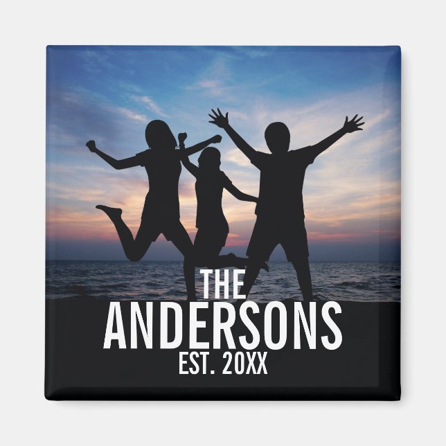 Personalized Family Photo with Family Name Magnet (Front)