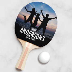Personalized Family Photo with Family Name Ping Pong Paddle