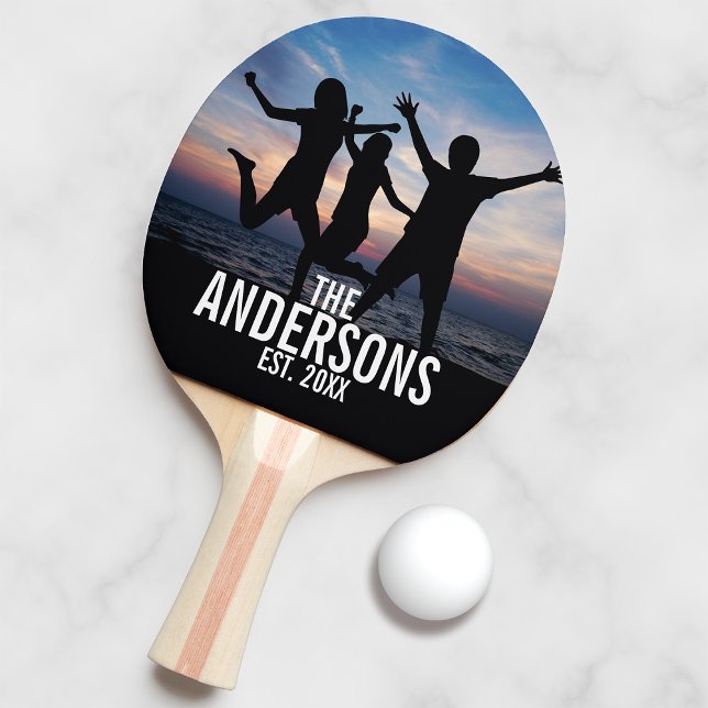 Personalized Family Photo with Family Name Ping Pong Paddle (Creator Uploaded)