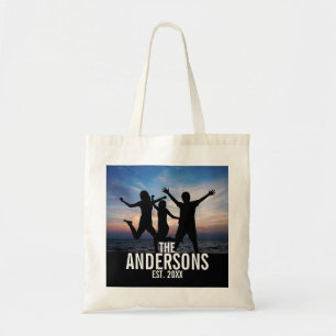 Personalized Family Photo with Family Name Tote Bag