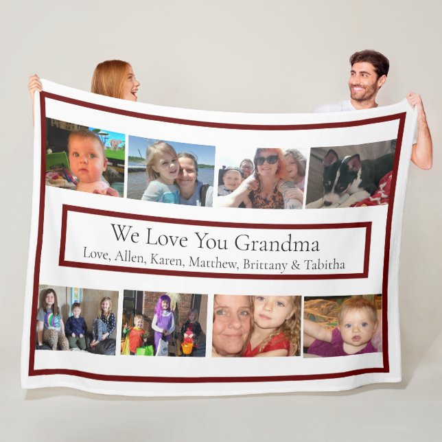 Personalized Family Photos | Gifts for Grandma Fle Fleece Blanket (In Situ)