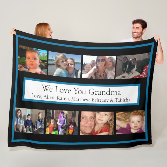 Personalized Family Photos | Gifts for Grandma Fleece Blanket (In Situ)