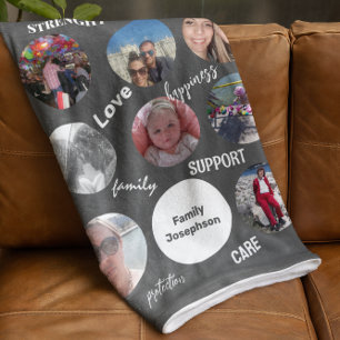 Personalized Family Photos Grey Fleece Blanket