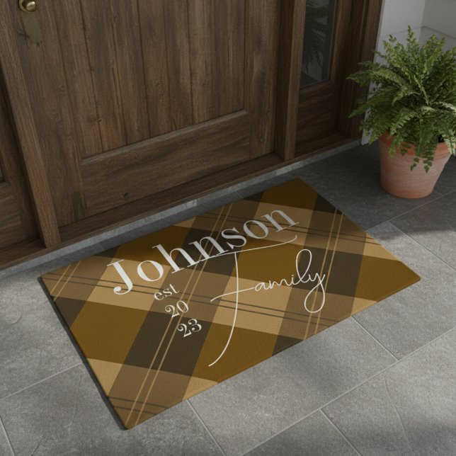 Personalized Family Plaid Doormat (Creator Uploaded)