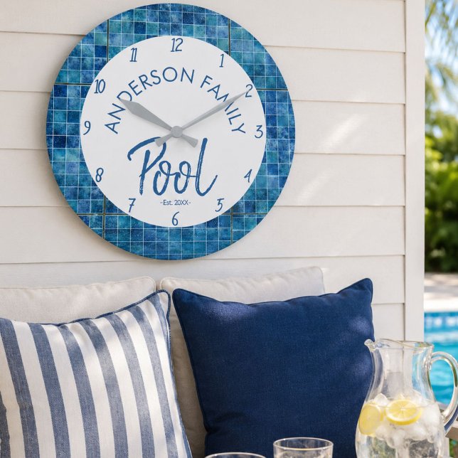  Personalized Family Pool Clock Outdoor Decor (Creator Uploaded)