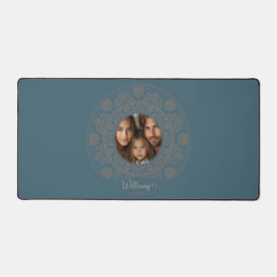 Personalized Family Portrait Gold Rococo Mandala Desk Mat