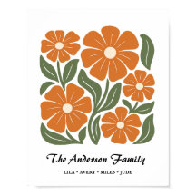 Personalized Family Poster – Retro Floral Print