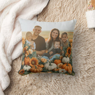 Personalized Family Pumpkin Fall Design Throw Pillow