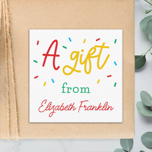 Personalized Family Rainbow Sprinkles Gift Enclosure Card