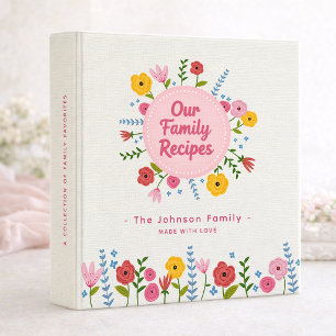 Personalized Family Recipe Binder Floral Cookbook