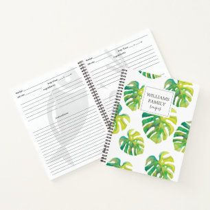 Personalized Family Recipe Book Tropical Monstera