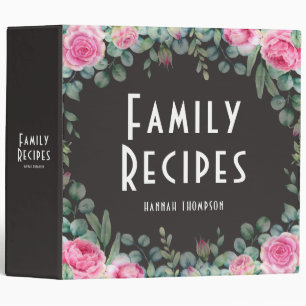 Personalized Family Recipe Chic Pink Floral Binder