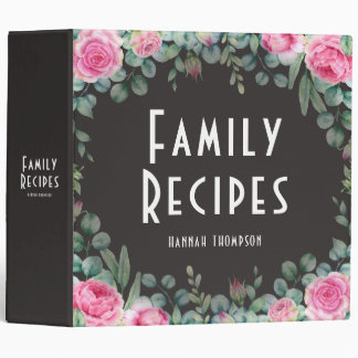 Personalized Family Recipe Chic Pink Floral Binder