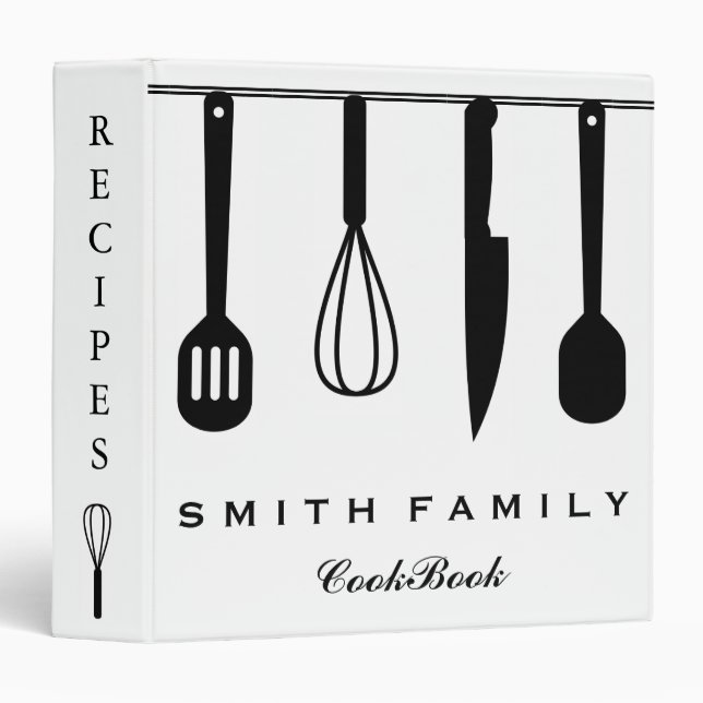 Personalized Family Recipe Cookbook 3 Ring Binder (Front/Spine)
