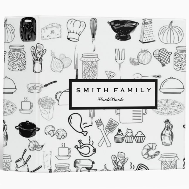 Personalized Family Recipe Cookbook 3 Ring Binder (Front/Spine)