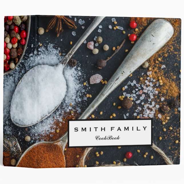 Personalized Family Recipe Cookbook 3 Ring Binder (Front/Spine)