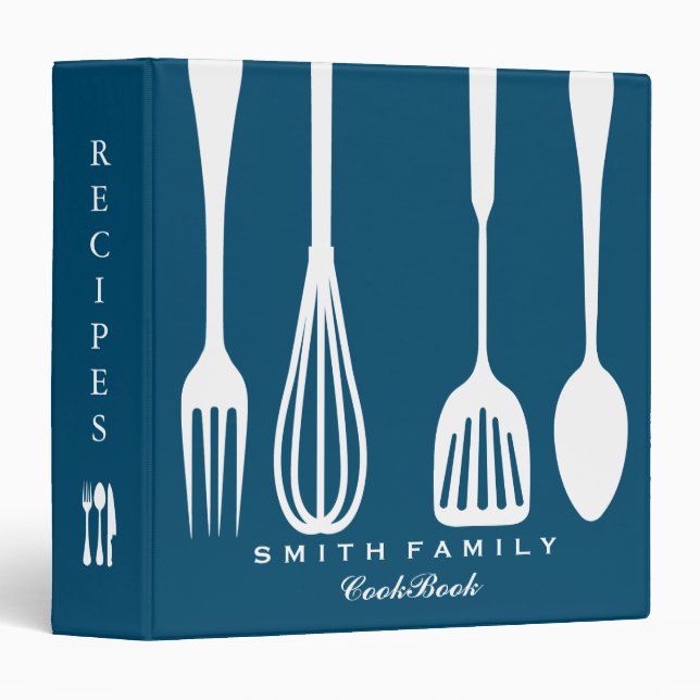 Personalized Family Recipe Cookbook 3 Ring Binder (Front/Spine)