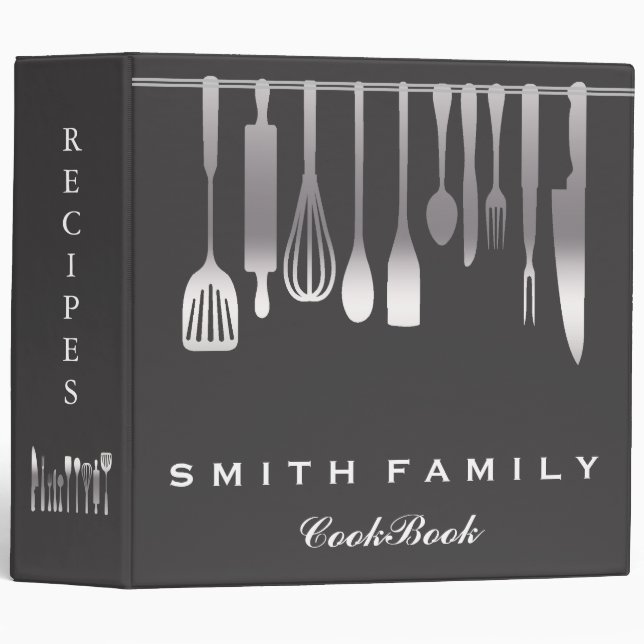 Personalized Family Recipe Cookbook 3 Ring Binder (Front/Spine)