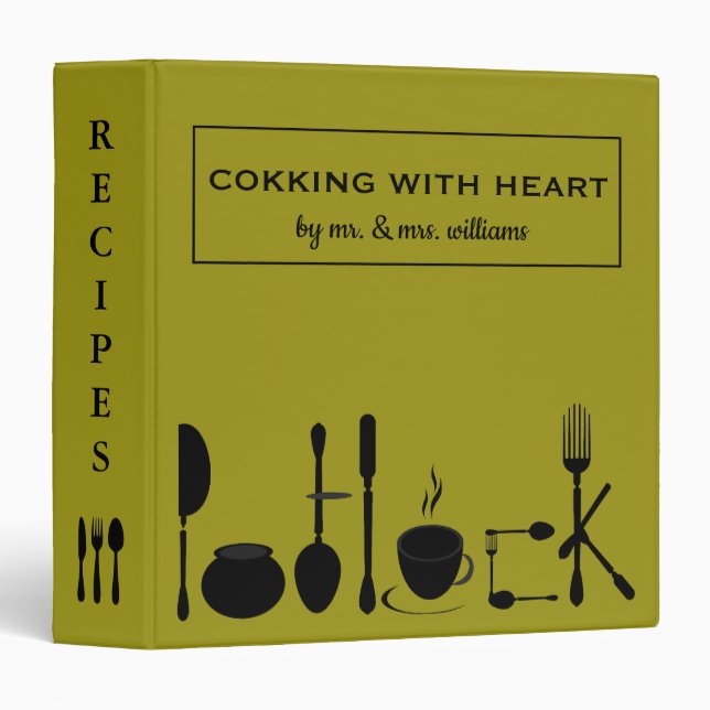 Personalized Family Recipe Cookbook 3 Ring Binder (Front/Spine)