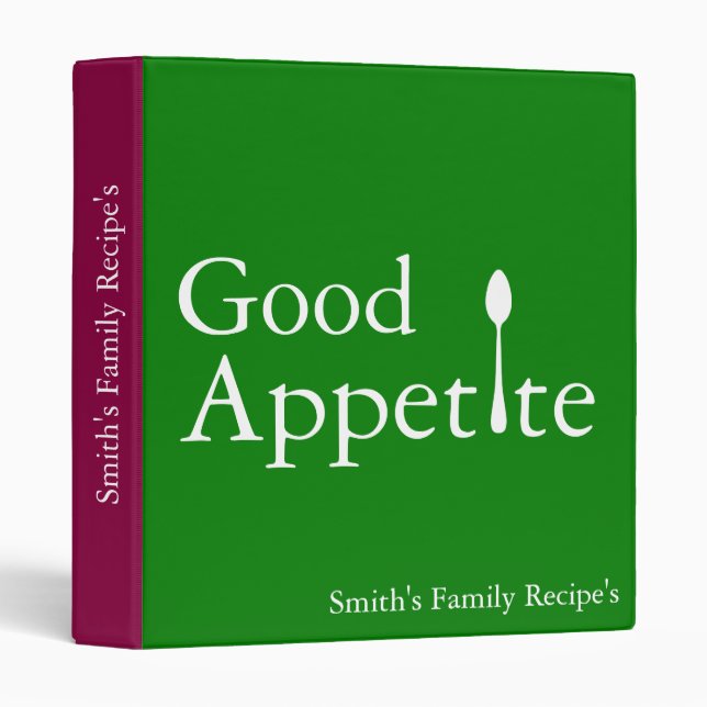 Personalized Family Recipe Cookbook 3 Ring Binder (Front/Spine)