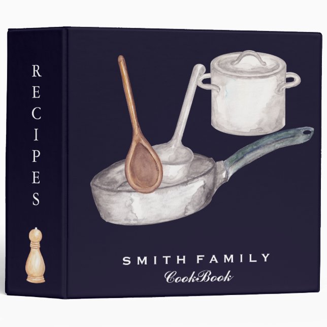 Personalized Family Recipe Cookbook 3 Ring Binder (Front/Spine)