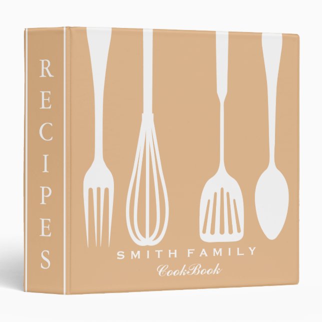 Personalized Family Recipe Cookbook 3 Ring Binder (Front/Spine)