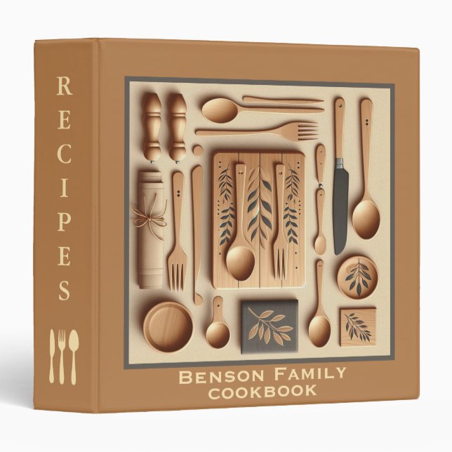 Personalized Family Recipe Cookbook 3 Ring Binder (Front/Spine)