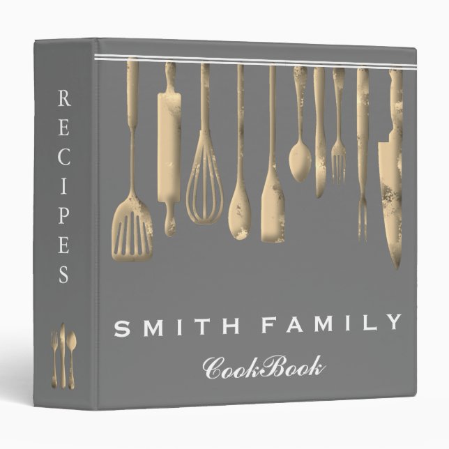 Personalized Family Recipe Cookbook 3 Ring Binder (Front/Spine)