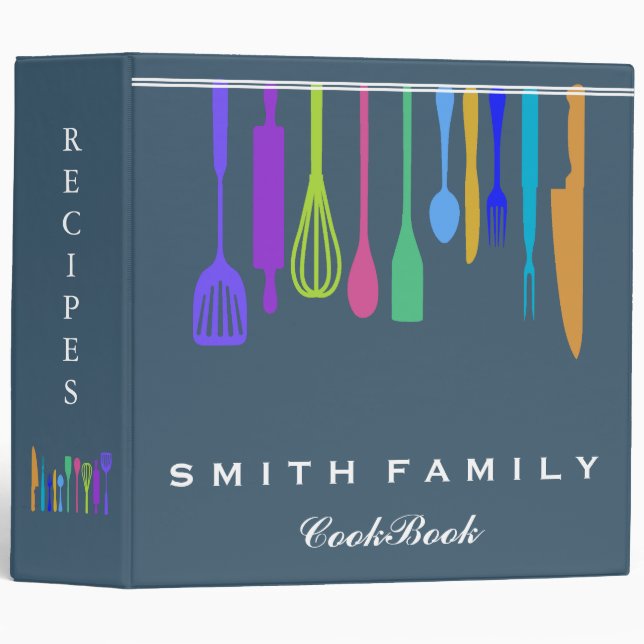 Personalized Family Recipe Cookbook 3 Ring Binder (Front/Spine)