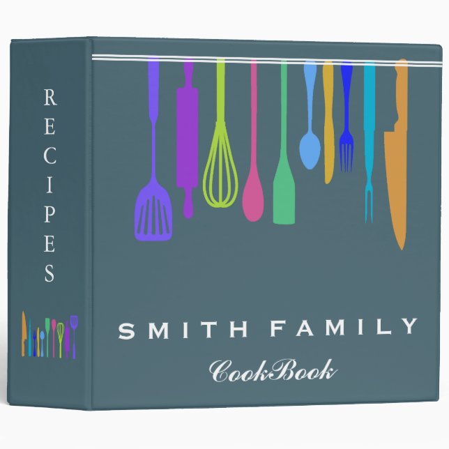 Personalized Family Recipe Cookbook 3 Ring Binder (Front/Spine)