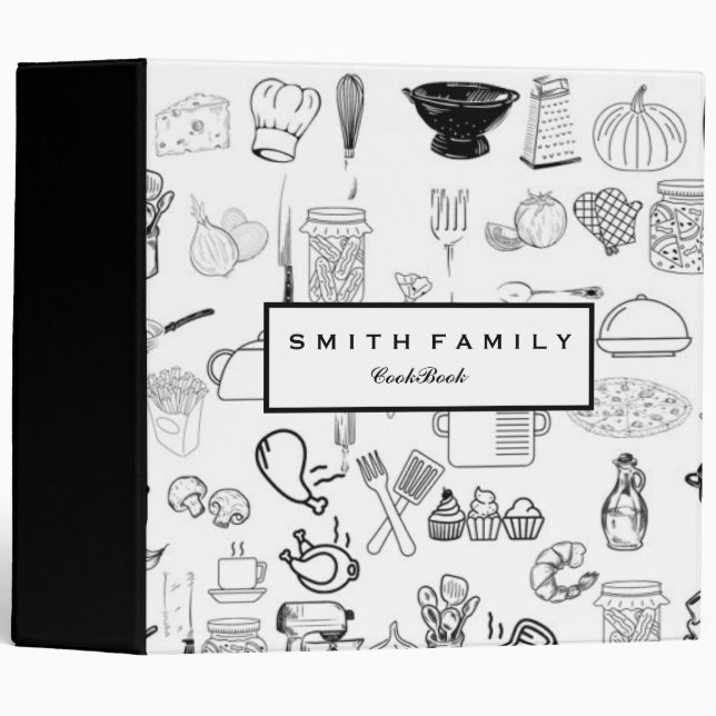 Personalized Family Recipe Cookbook 3 Ring Binder (Front/Spine)