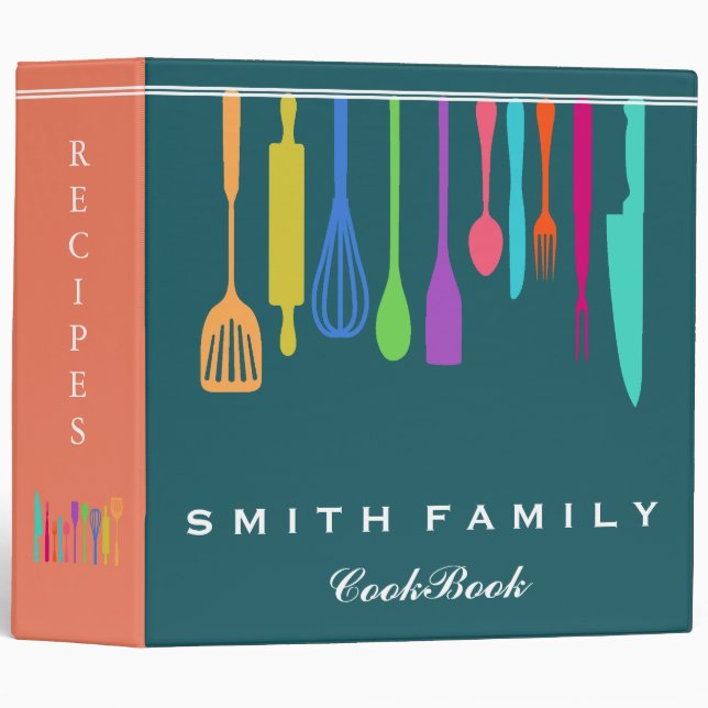 Personalized Family Recipe Cookbook 3 Ring Binder (Front/Spine)